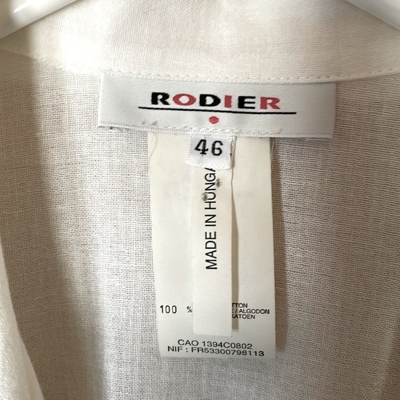 Rodier White Cotton Sleeveless Blouse Top 46 EU/14 US Button Front Women's - Picture 10 of 14